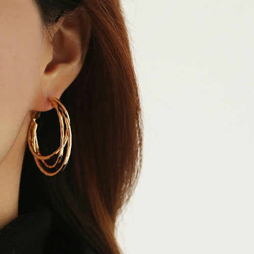 Elegant Multi-Layer Gold Hoop Earrings