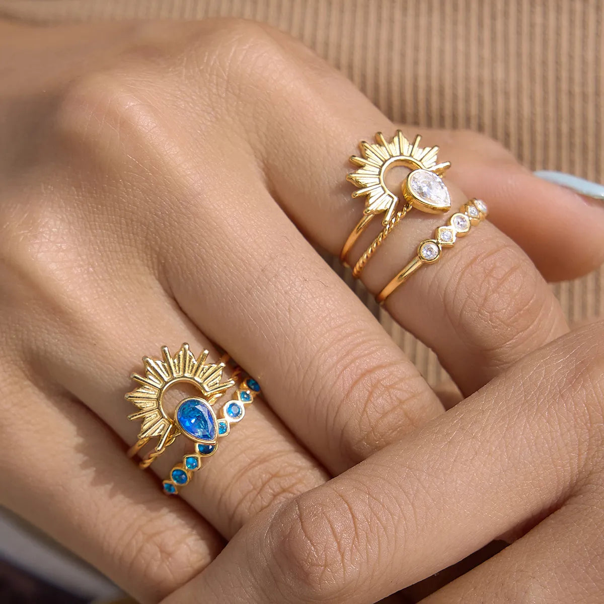 Lapis Lazuli Evil Eye Statement Ring – Waterproof 18K Gold