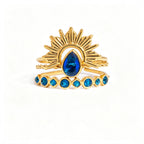 Lapis Lazuli Evil Eye Statement Ring | Waterproof 18K Gold