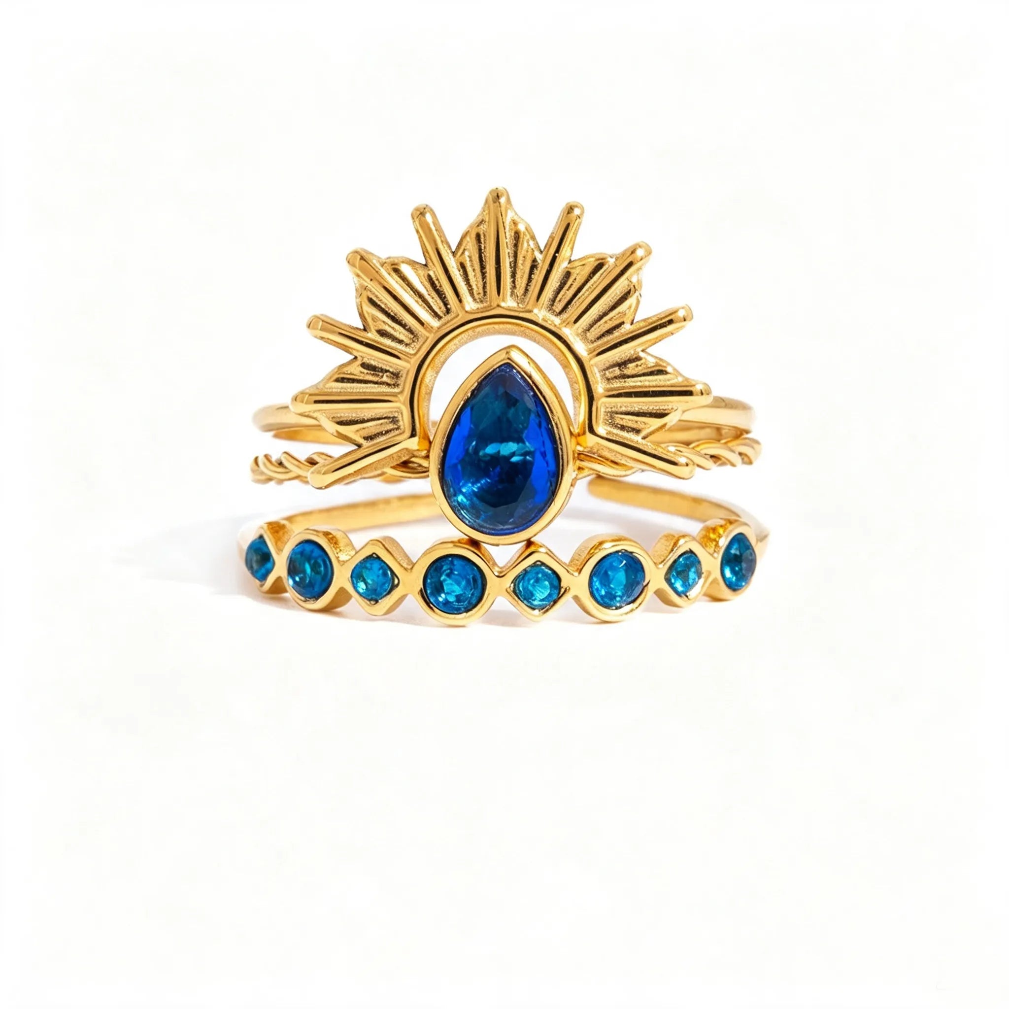 Lapis Lazuli Evil Eye Statement Ring – Waterproof 18K Gold