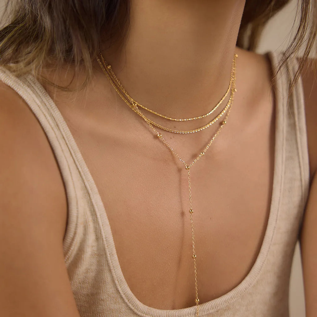 Triple Layer Chain Necklace | Waterproof 18K Gold
