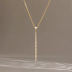 CZ Pave Y-Shaped Lariat Necklace | Waterproof 18K Gold