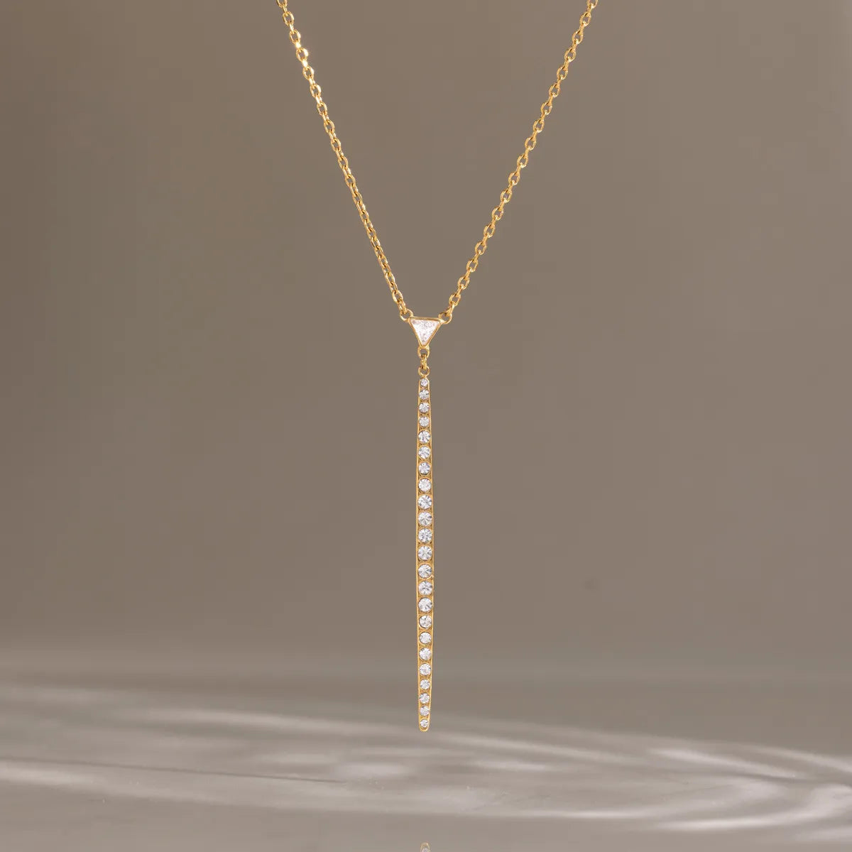 CZ Pave Y-Shaped Lariat Necklace – Waterproof Stainless Steel