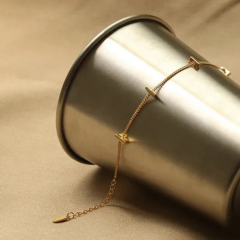 Minimalist Multi-Bar Chain Bracelet – Waterproof Gold Steel