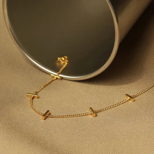 Minimalist Multi-Bar Chain Bracelet – Waterproof Gold Steel