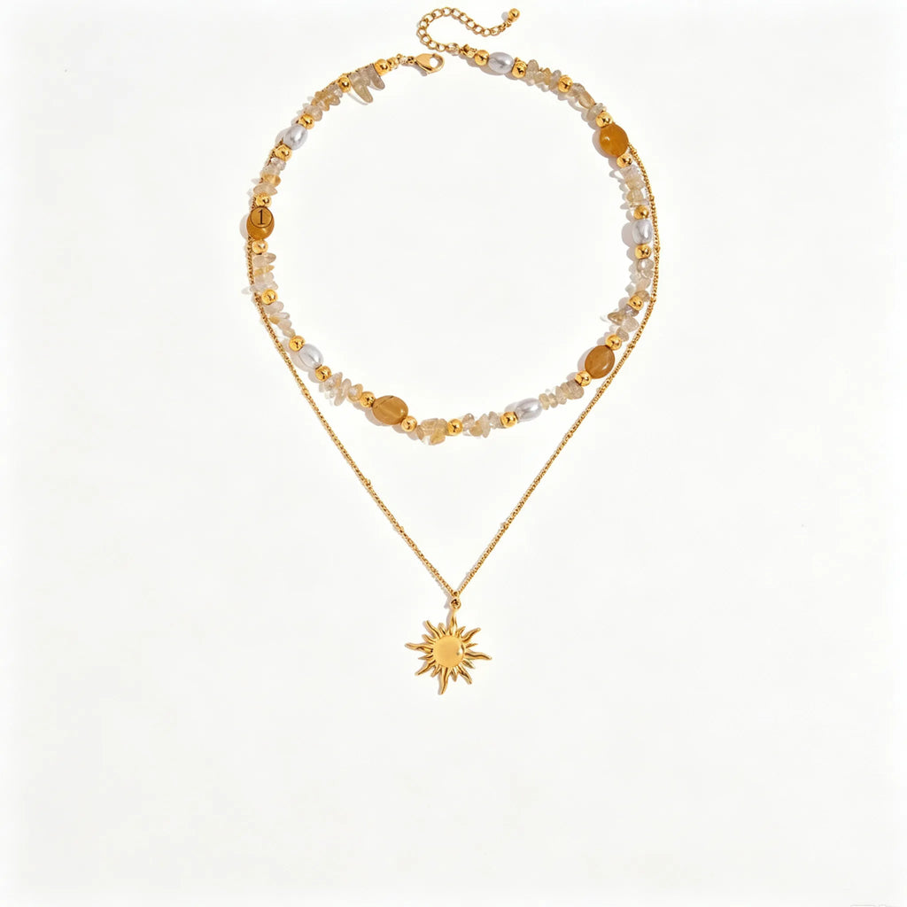 Waterproof Sun Necklace & Earring Set