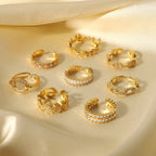 Waterproof Pave CZ Eternity Ring | Gold Oval-Cut Adjustable Band