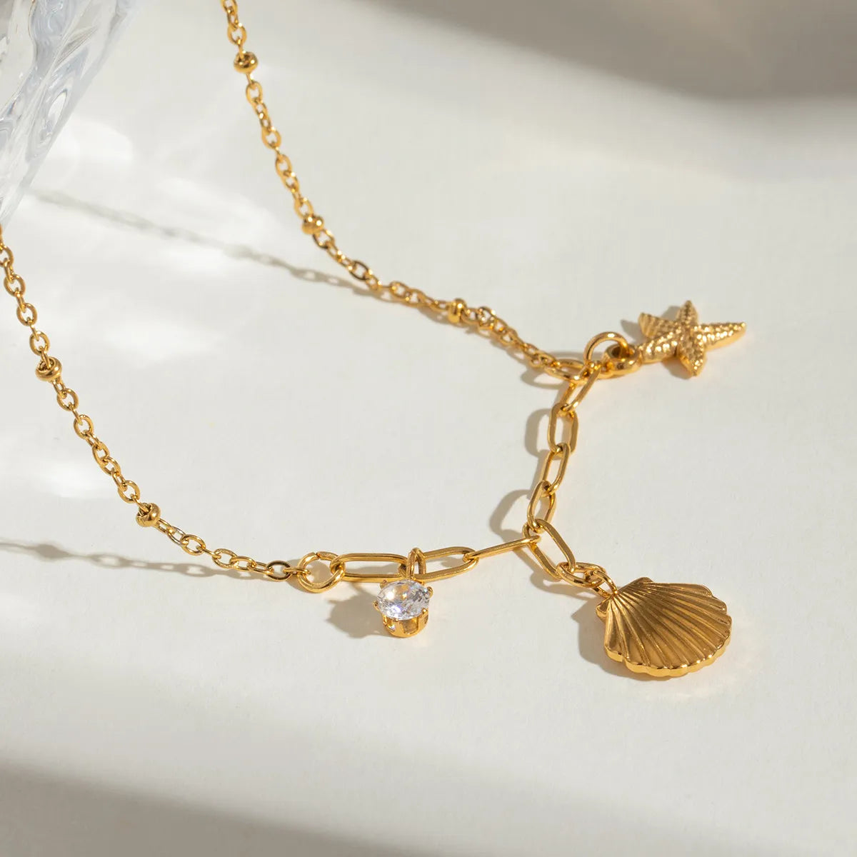 Ocean Charm Satellite Necklace – Waterproof Stainless Steel