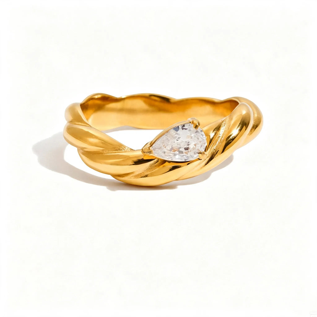 Waterproof Pave Zirconia Statement Layering Ring