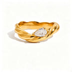 Waterproof Pave Zirconia Statement Layering Ring