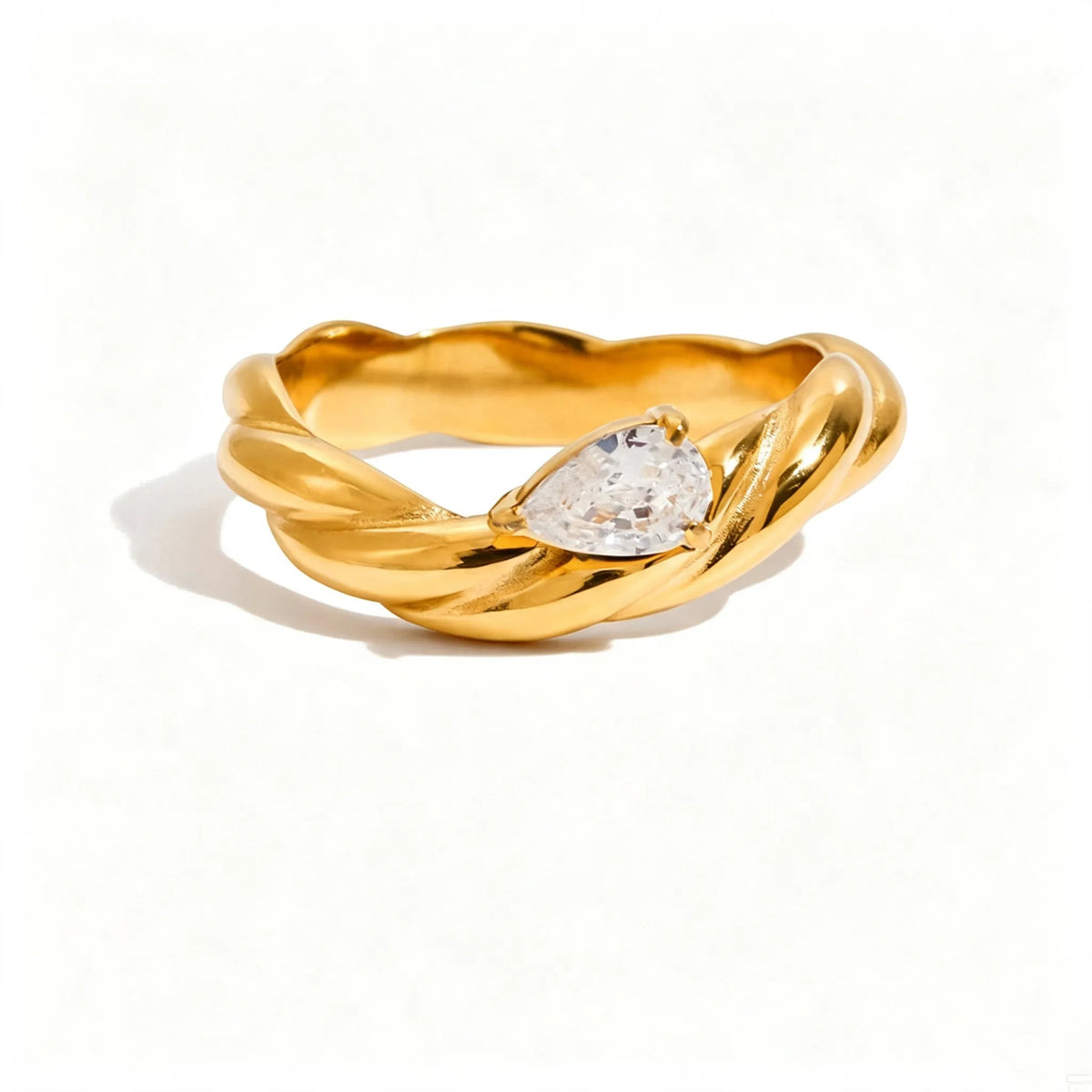 Waterproof Pave Zirconia Statement Layering Ring