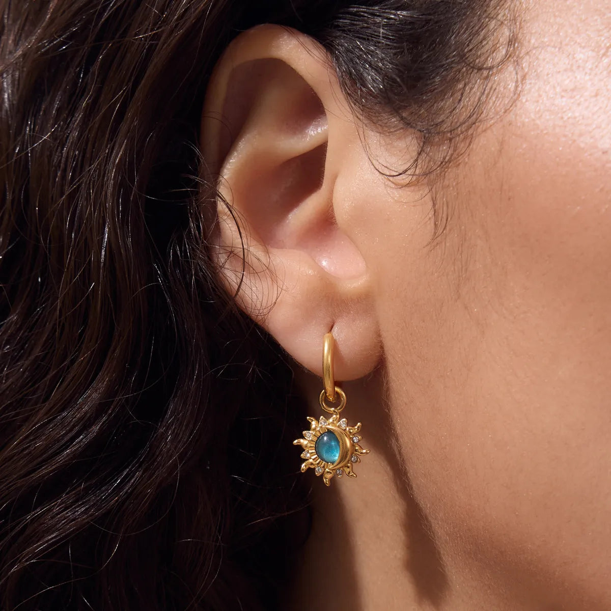 Sun & Moon Zirconia Jewelry Set – Waterproof 18K Gold