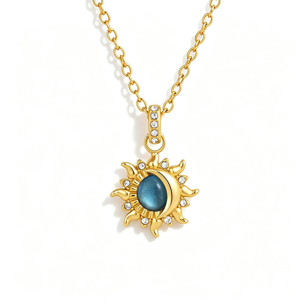 Sun & Moon Zirconia Jewelry Set – Waterproof 18K Gold