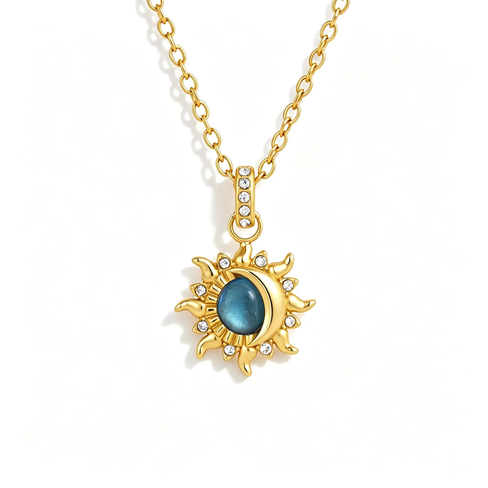 Sun & Moon Zirconia Jewelry Set – Waterproof 18K Gold