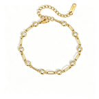 Dainty Zirconia Chain Bracelet Collection – Waterproof 18K Gold