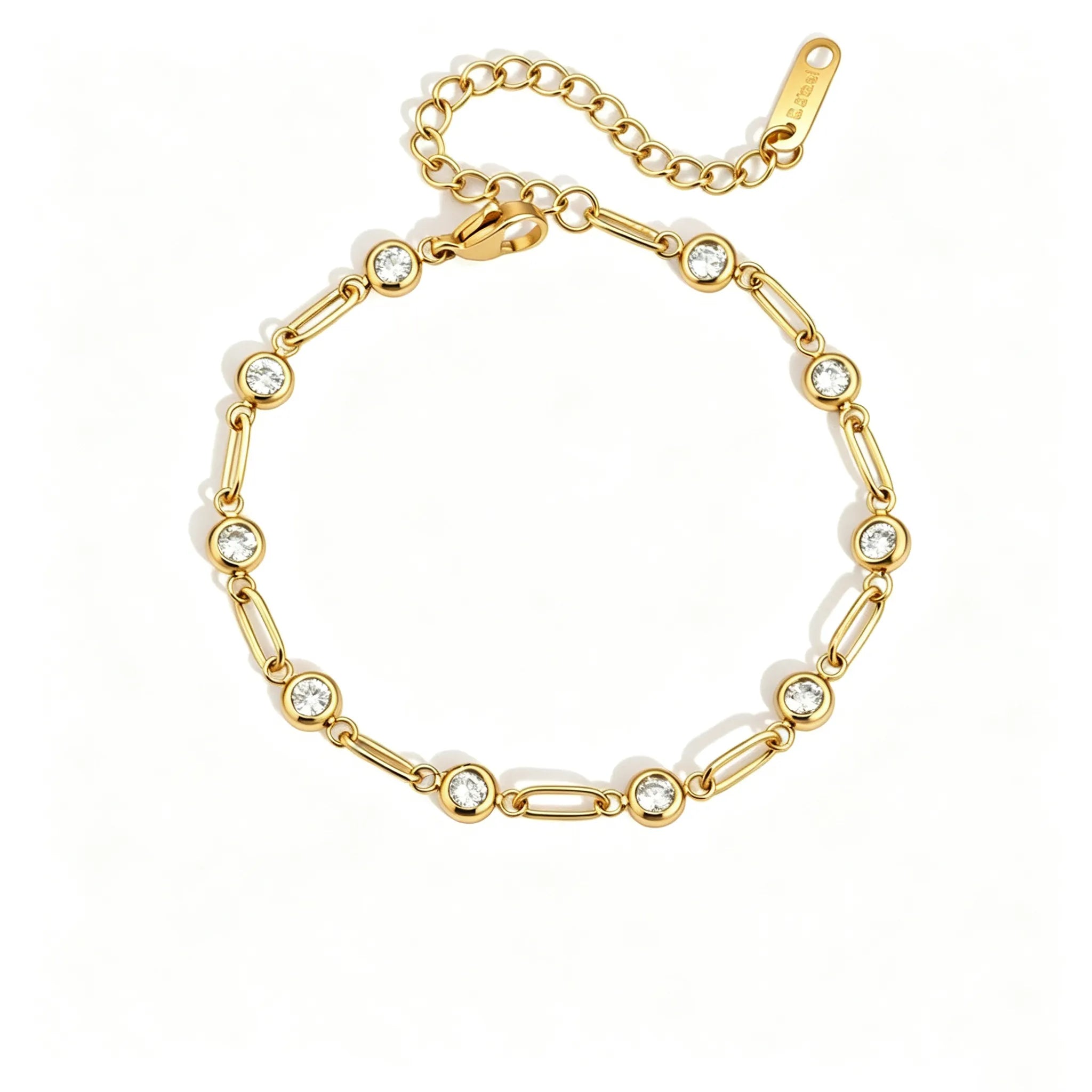 Dainty Zirconia Chain Bracelet Collection – Waterproof 18K Gold