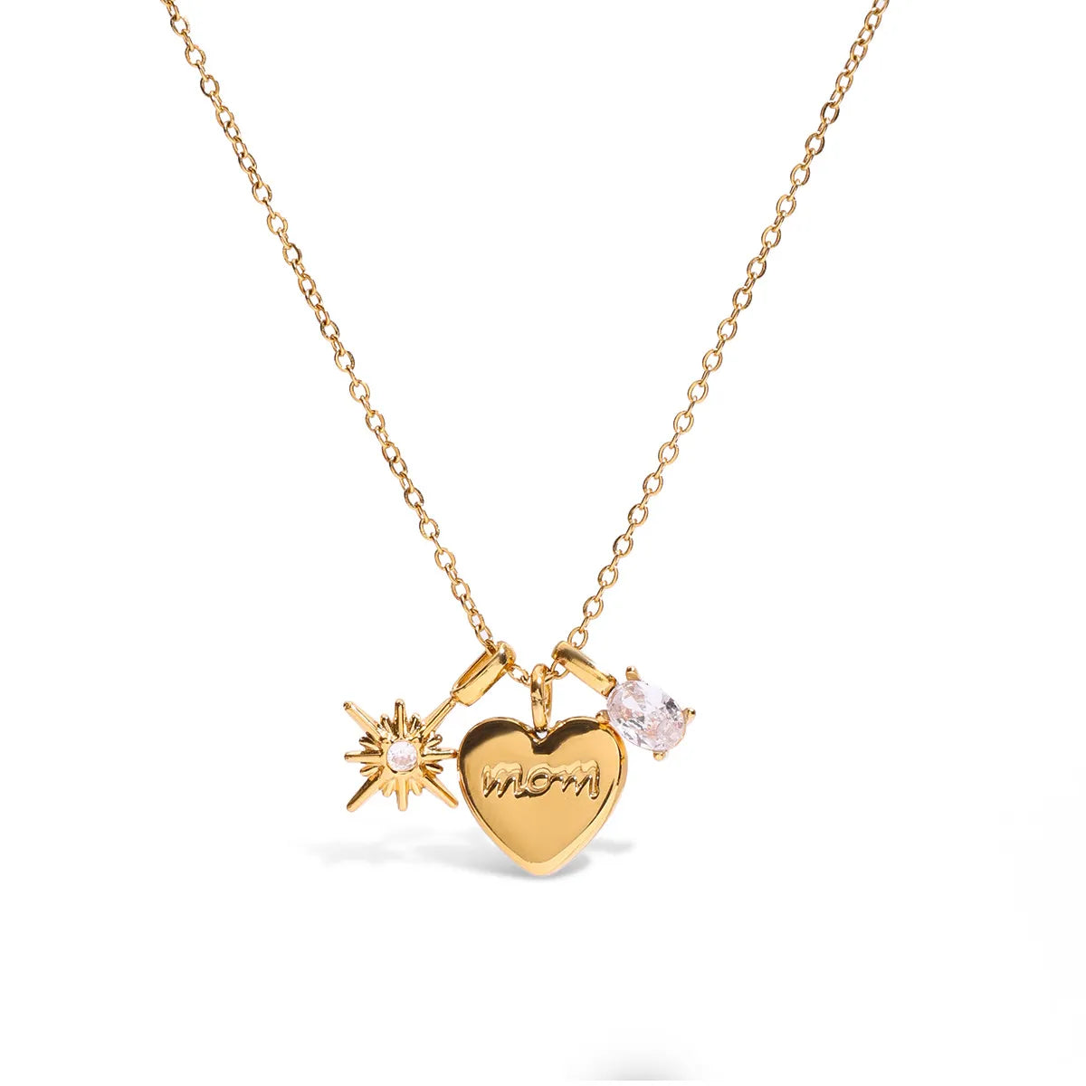 MOM Heart Charm Necklace – Waterproof Stainless Steel