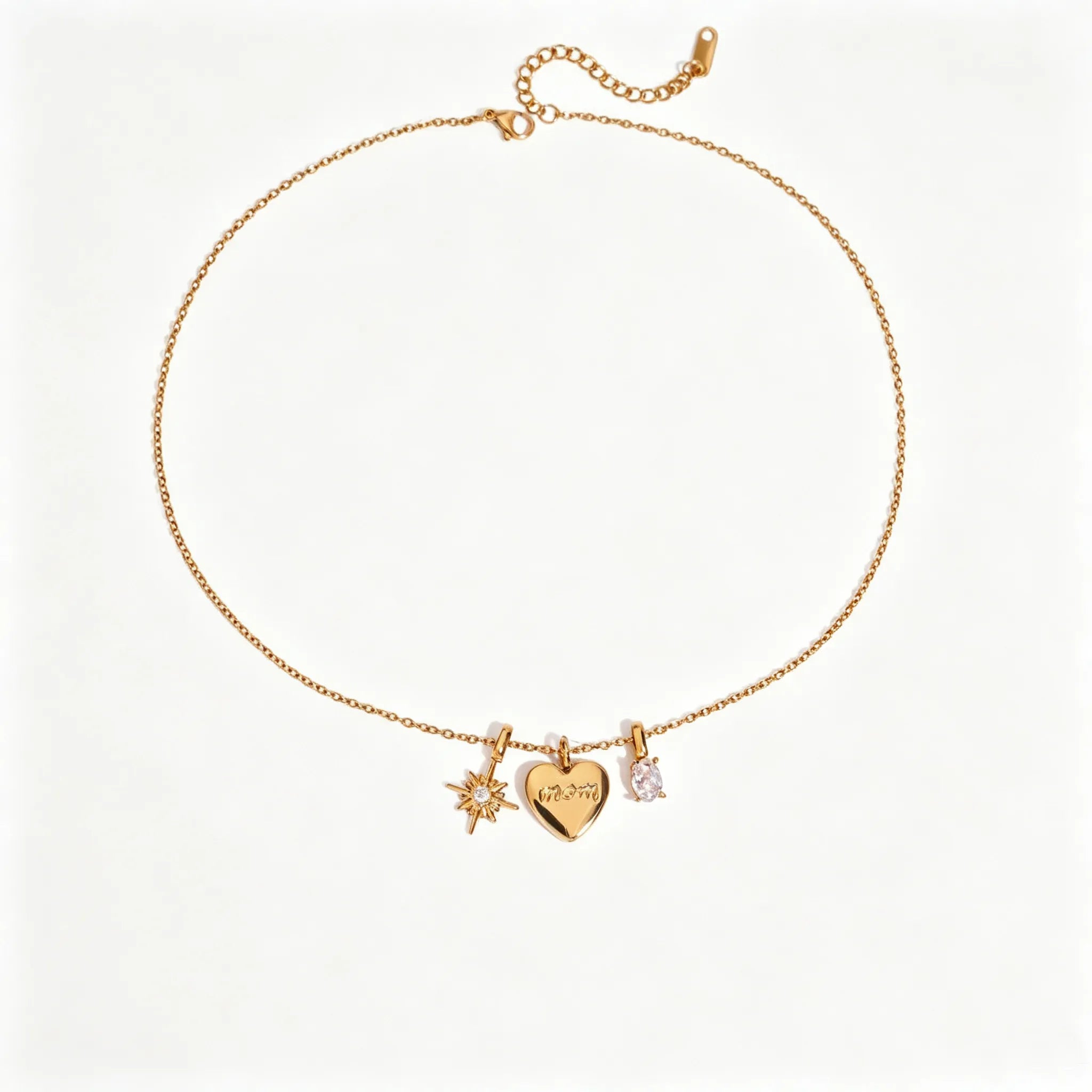 MOM Heart Charm Necklace – Waterproof Stainless Steel