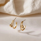 North Star Zirconia Double Hoop Earrings – Waterproof 18K Gold