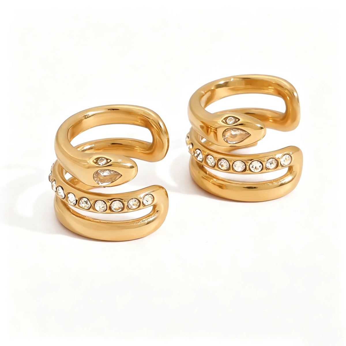 Waterproof Pavé Zircon Ear Stud & Ear Cuff