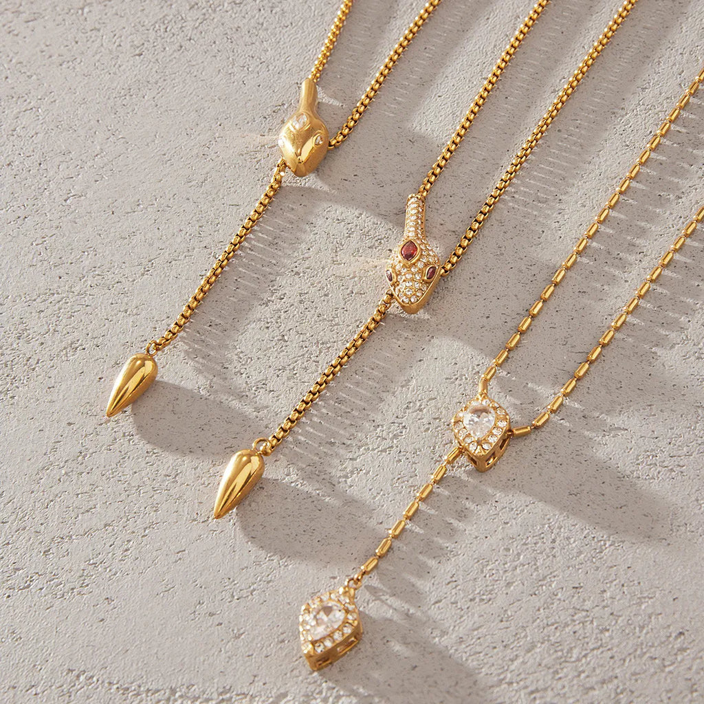 Snake Lariat Y-Necklace – Waterproof 18K Gold