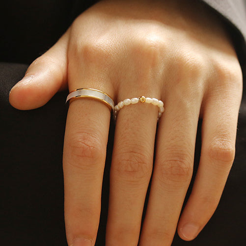 Minimalist Natural Mother of Pearl Ring