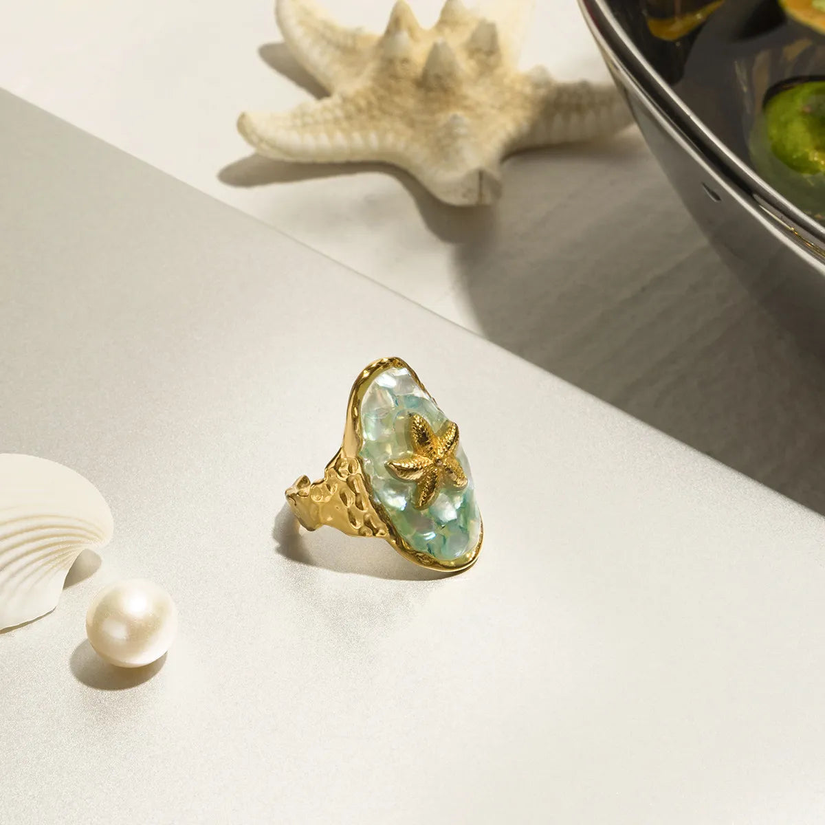 Adjustable Starfish Ring – Waterproof Stainless Steel Gold