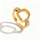 Waterproof Pave CZ Eternity Ring | Gold Oval-Cut Adjustable Band