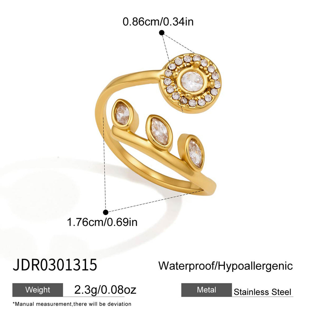 Waterproof Adjustable Celestial & Leaf Wrap Rings