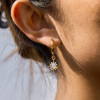 Waterproof Opal Starburst Drop Huggie Earrings