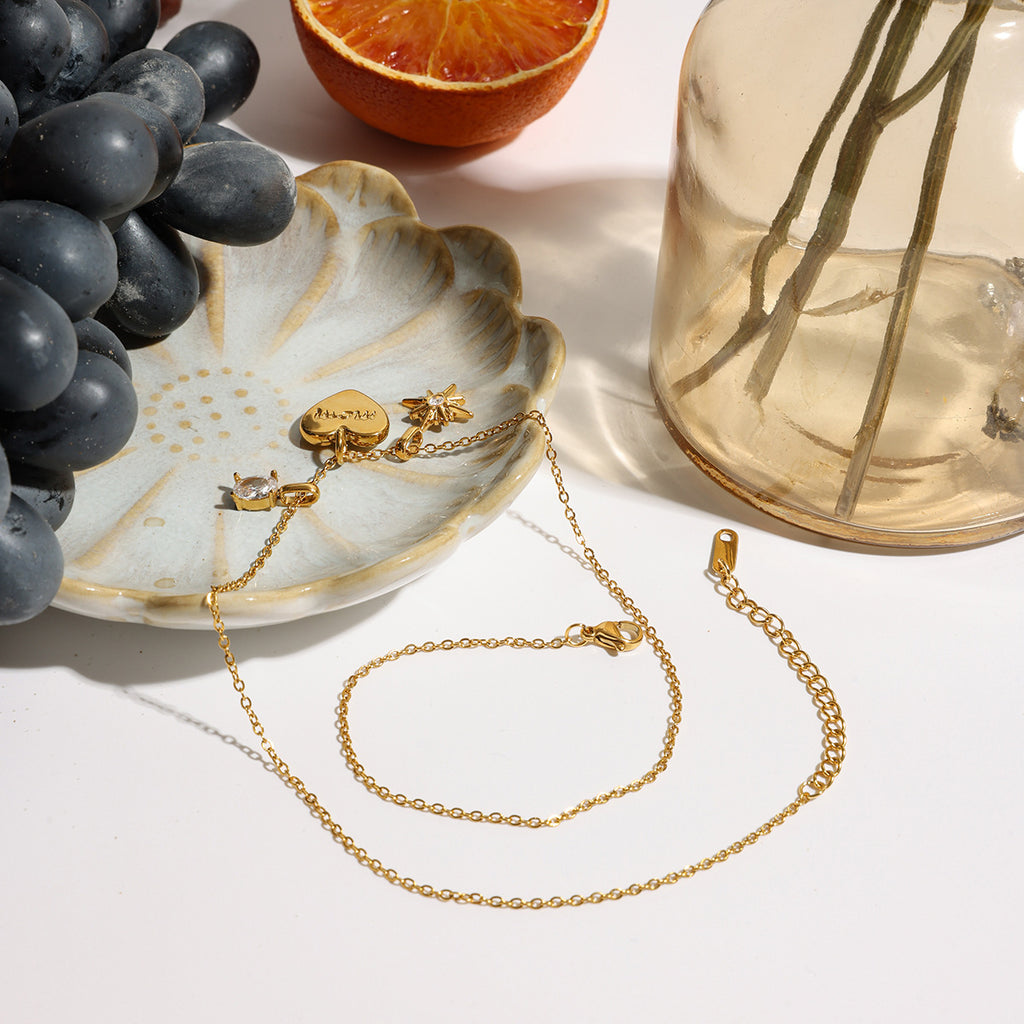 Waterproof "MOM" Heart Charm Necklace