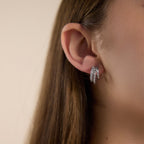 Chic Multi-Texture Triple Row Half Hoops | Tarnish-Free Stud Earrings