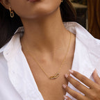 Waterproof 18K Gold Vintage Double Ring Necklace