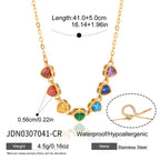 Waterproof 18K Gold Rainbow Heart Zirconia Charm Necklace