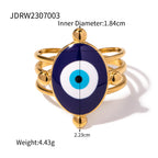 Waterproof 18K Gold Lapis Lazuli & Evil Eye Statement Ring Collection