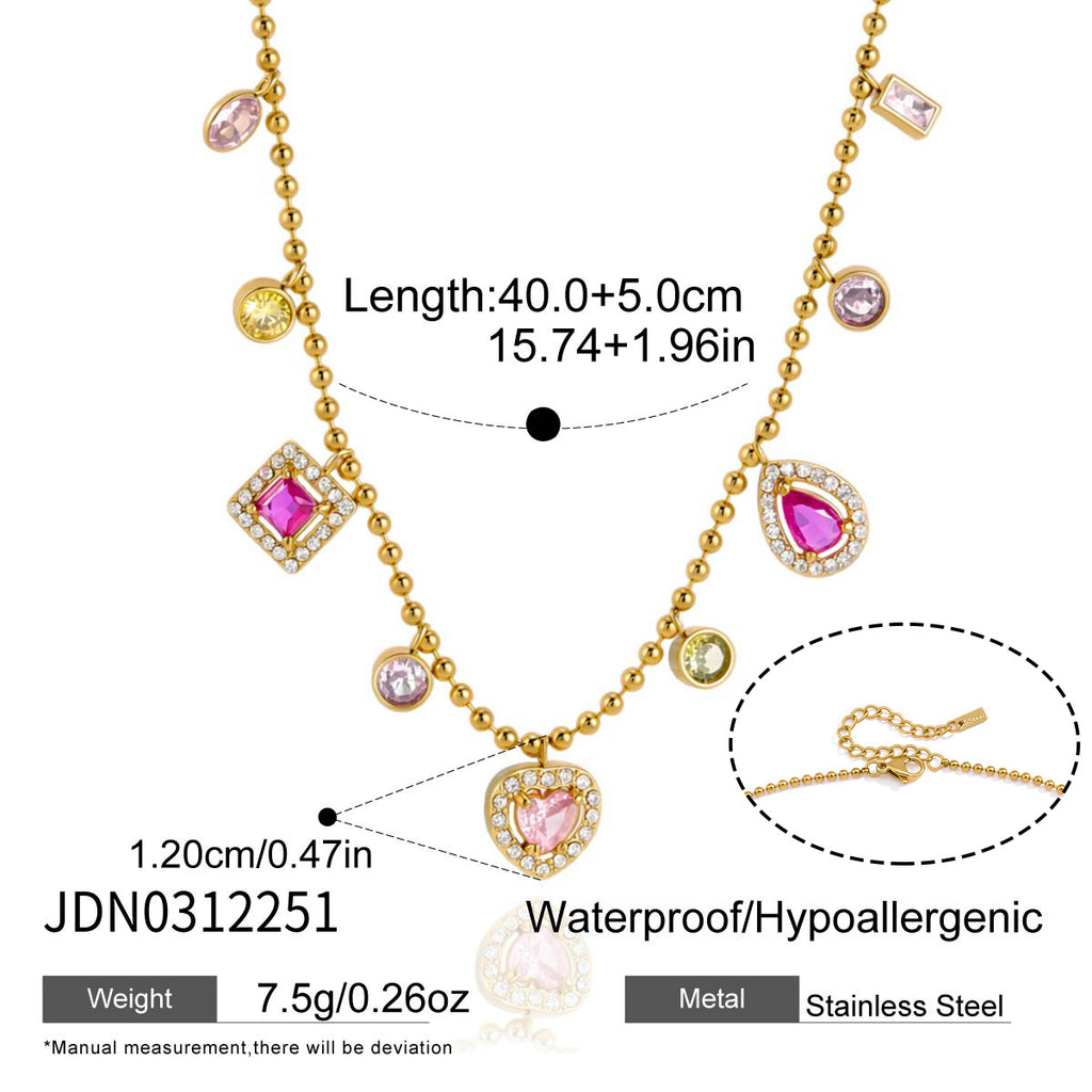 Rainbow Charm Layered Necklace | Waterproof & Tarnish-Free