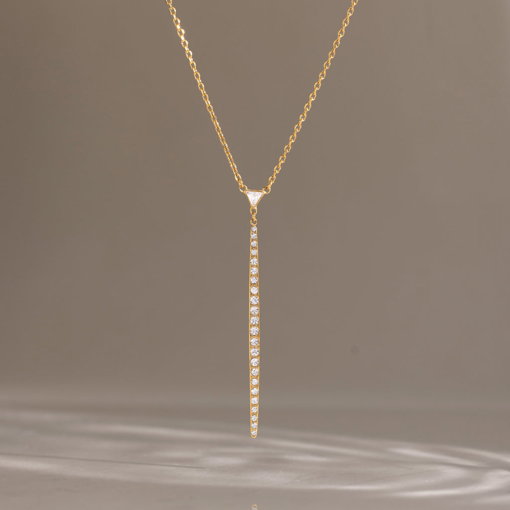 Waterproof CZ Pave Y-Shaped Lariat Necklace