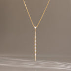 Waterproof CZ Pave Y-Shaped Lariat Necklace