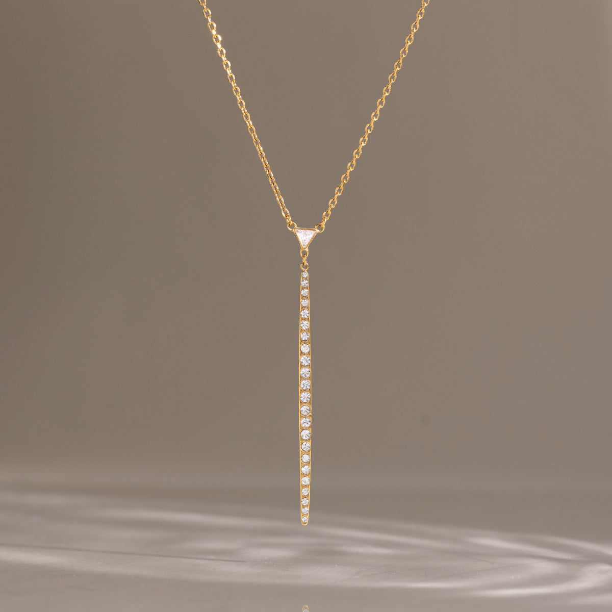 Waterproof CZ Pave Y-Shaped Lariat Necklace