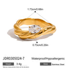 Waterproof 18K Gold Pave Zirconia Statement Layering Band Ring