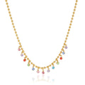 Waterproof Colorful Zircon Drop Choker Necklace