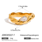 Waterproof 18K Gold Pave Zirconia Statement Layering Band Ring