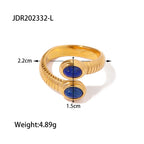 Waterproof 18K Gold Lapis Lazuli & Evil Eye Statement Ring Collection