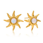 Waterproof 18K Gold-Plated Sun Necklace and Earring Set