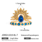 Waterproof 18K Gold Lapis Lazuli & Evil Eye Statement Ring Collection