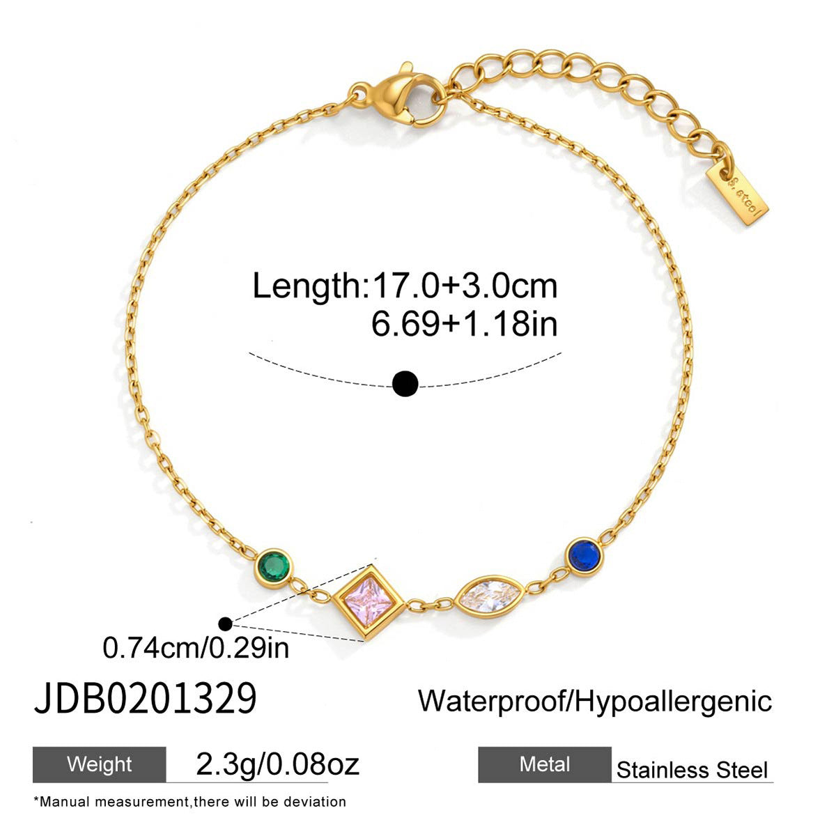 Chic Waterproof Colorful Crystal Bracelet