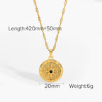 Waterproof Celestial Medallion Necklace | Vintage Gold Steel