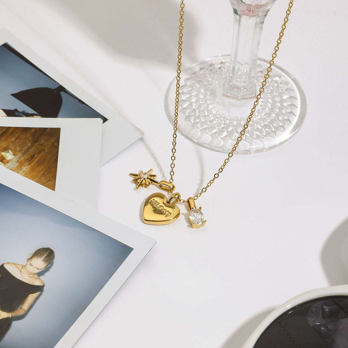 Waterproof "MOM" Heart Charm Necklace