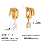 Waterproof Triple-Band Zirconia Statement Huggie Earrings