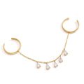 Waterproof Double Finger Chain Ring with Waterdrop
